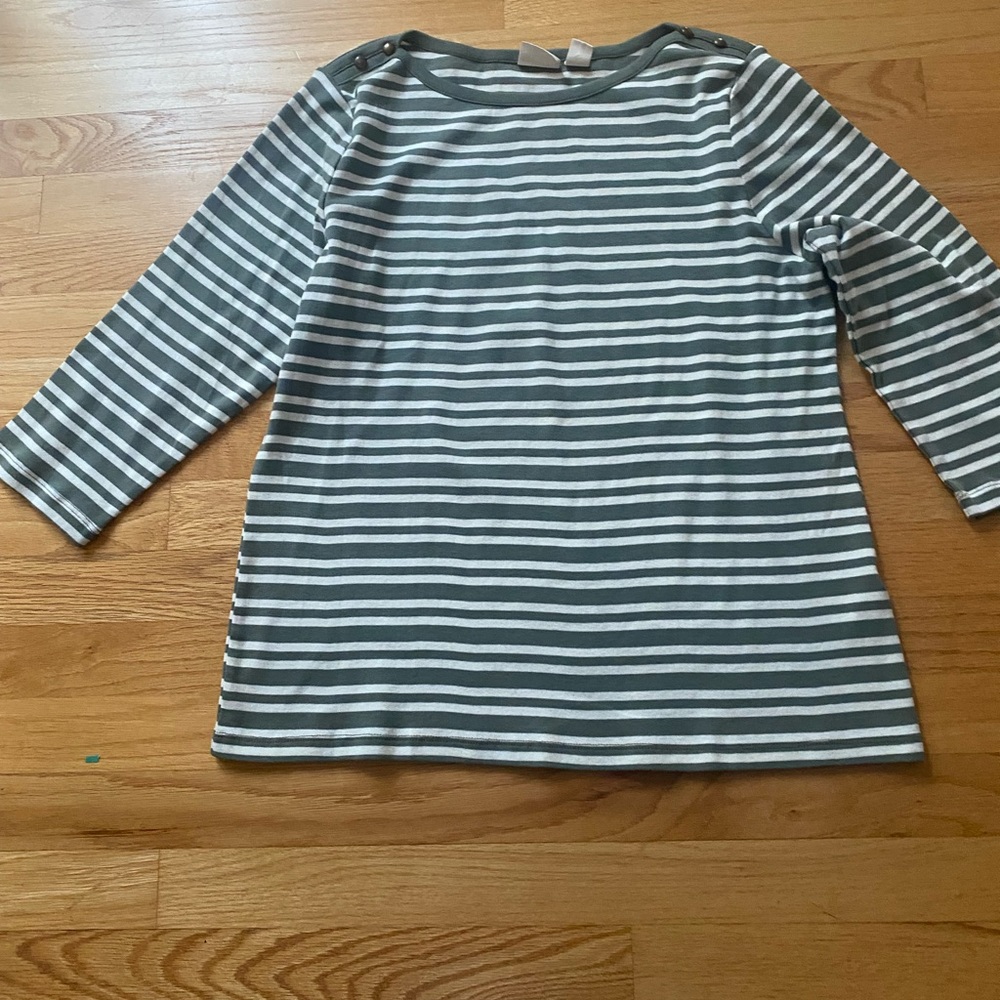 Chicos 3/4 sleeve striped top. Chico size 2